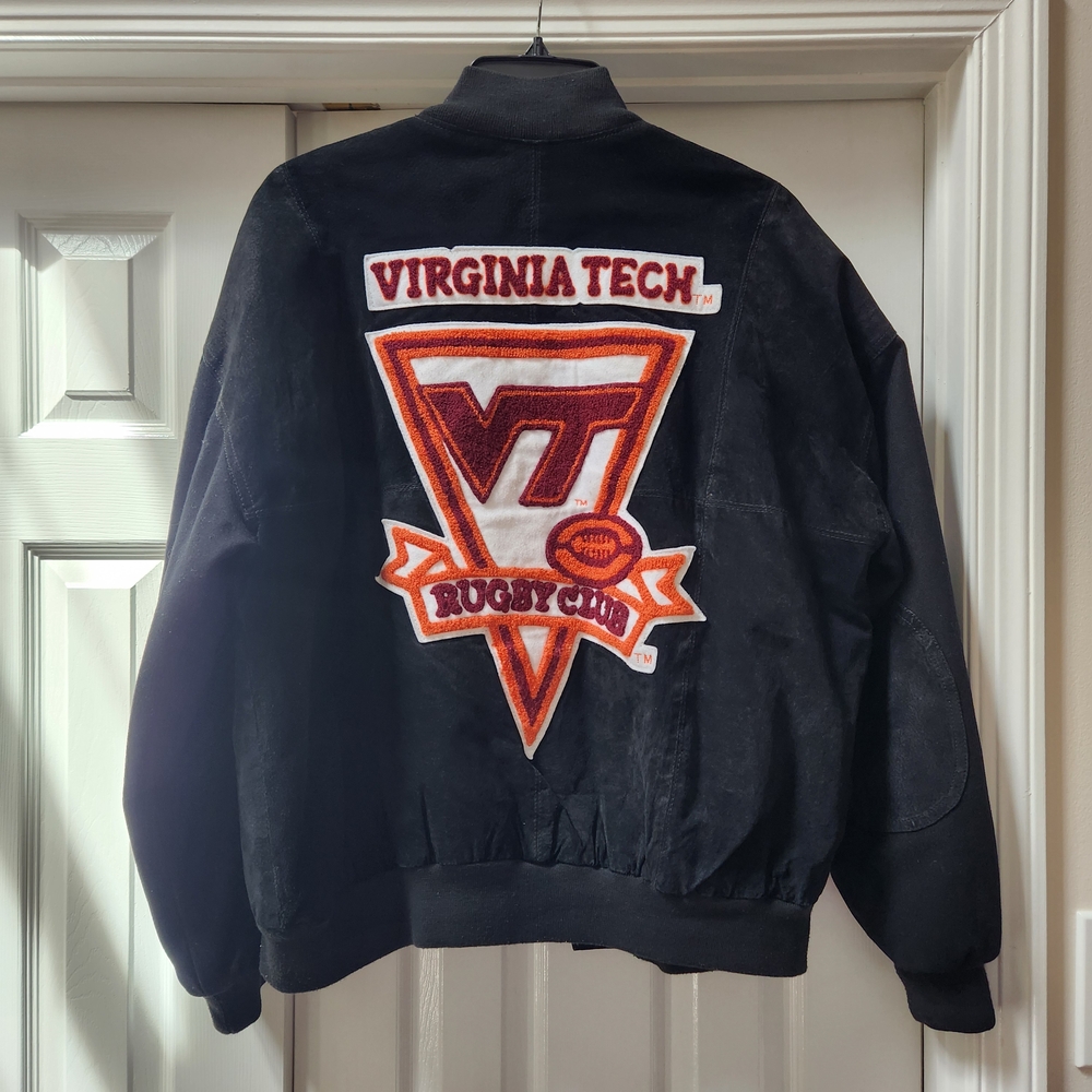 Vintage Virginia Tech Black Bomber Jacket LARGE